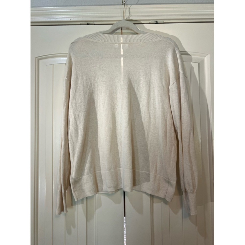 GAP Women's V-Neck Linen Blend‎ Sweater in Cream SMALL - Picture 3 of 3